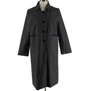 Jane Post for Saks Fifth Avenue Black Single Breasted Raincoat Women's Medium